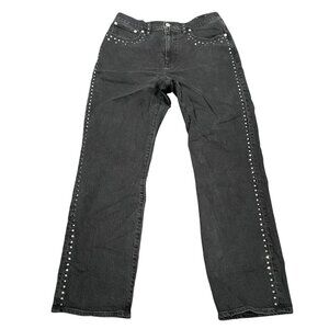 Madewell Sz 30 Curvy '90s Straight Jean High Rise Black Studded NM273